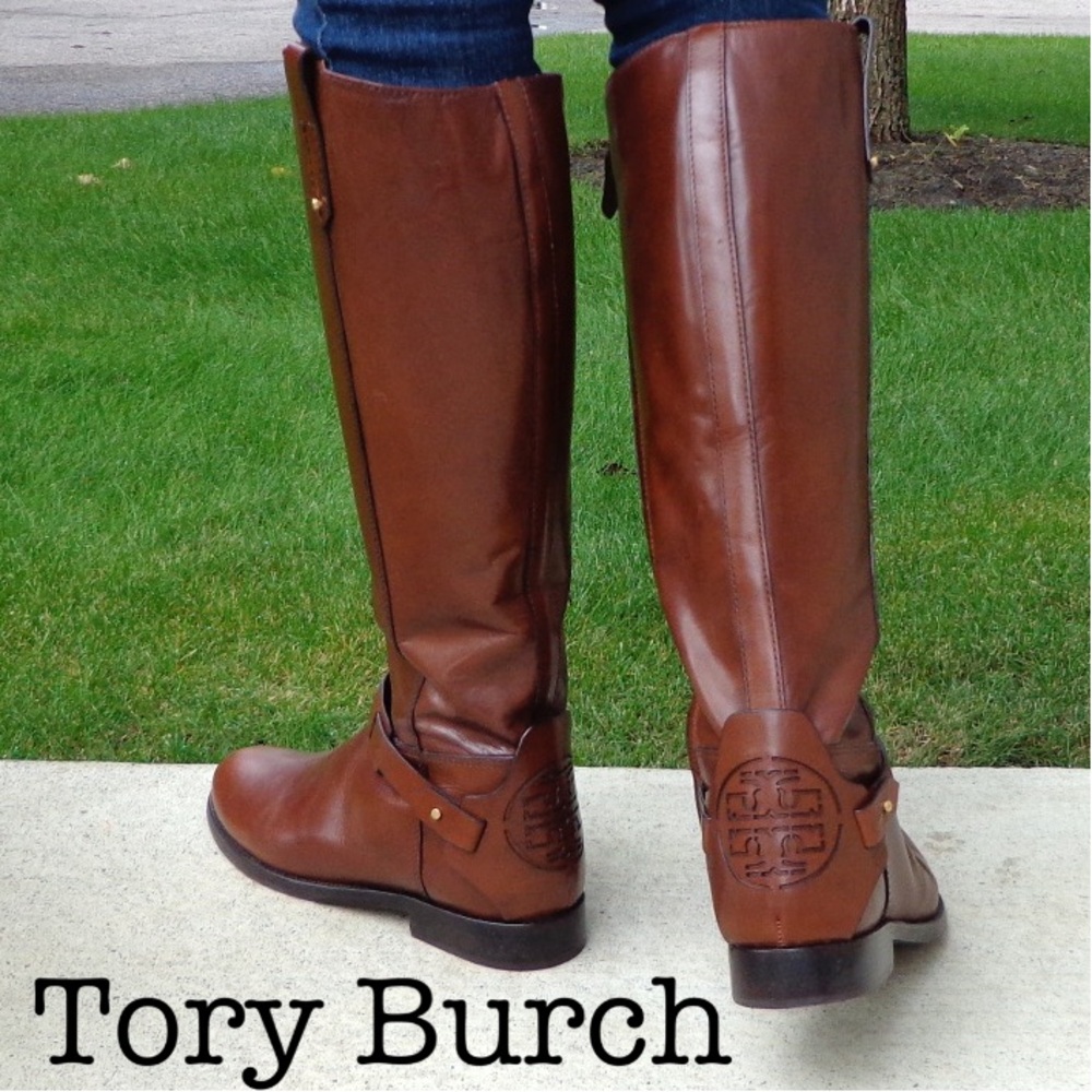 Tory Burch Derby Brown Leather Boots Size 6 1/2